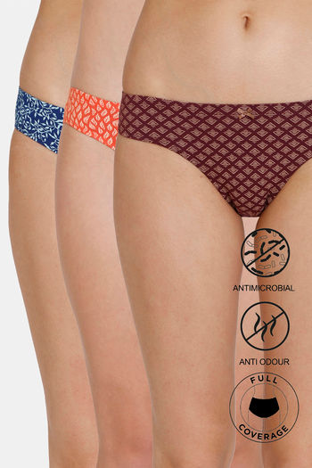 Buy Zivame Anti-Microbial Low Rise Full Coverage Bikini Panty (Pack of 3) - Assorted